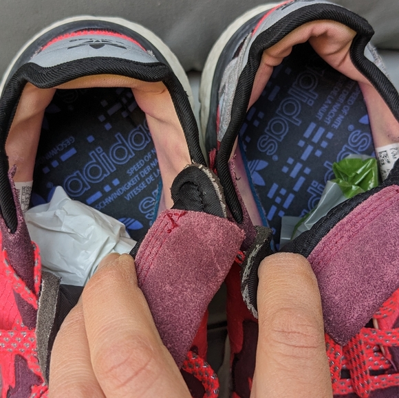 Adidas Nite Jogger sneaker neon red coral grey suede EUC mens 7.5 womens 9 - Picture 9 of 9